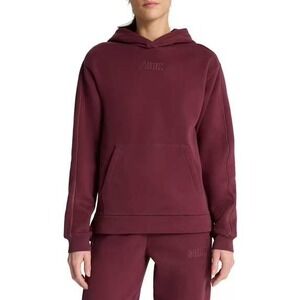 PUMA Womens Fleece Pullover Hoodie Burgundy Red Kangaroo Pocket Large 1888603